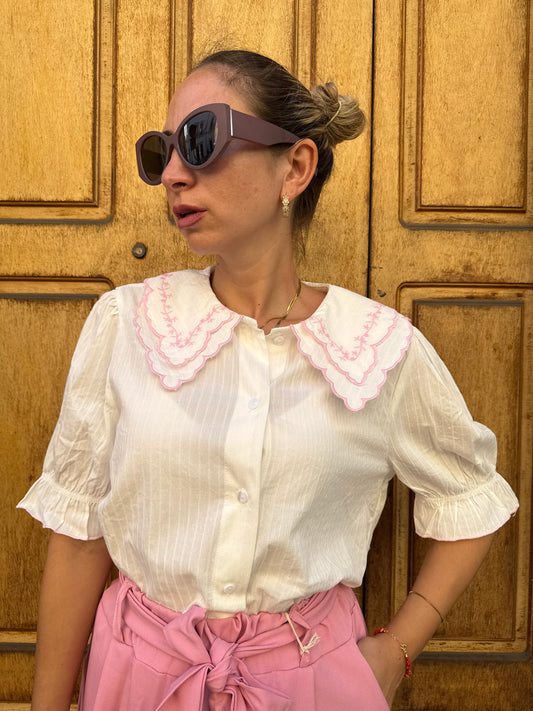 CAMICIA COLLETTO RICAMATO