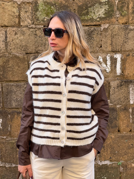 GILET MICAELA RIGHE CHOCO