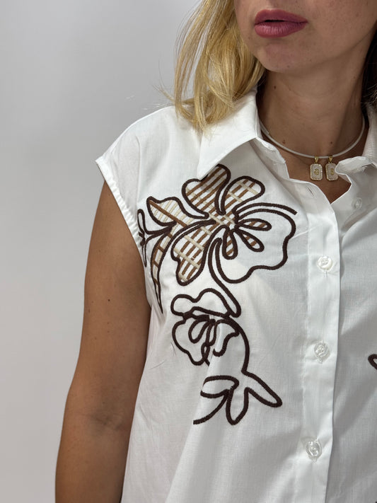 CAMICIA CLARISSA RICAMI CHOCO