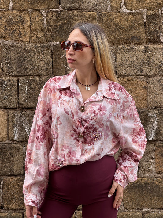 CAMICIA STRASS E FIORI
