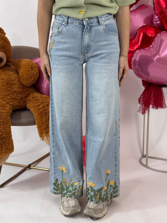 JEANS FIORI DI PAILLETTES