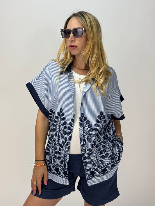 CAMICIA SORAYA RICAMI BLU