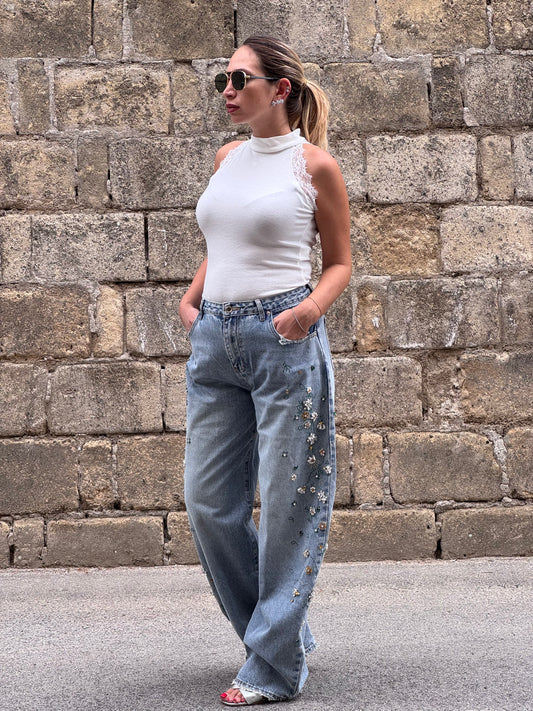 JEANS BALLOON FIORI LUMINOSI