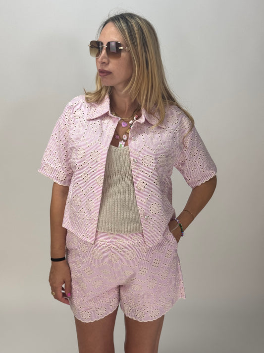 COORDINATO RIGHE ROSA