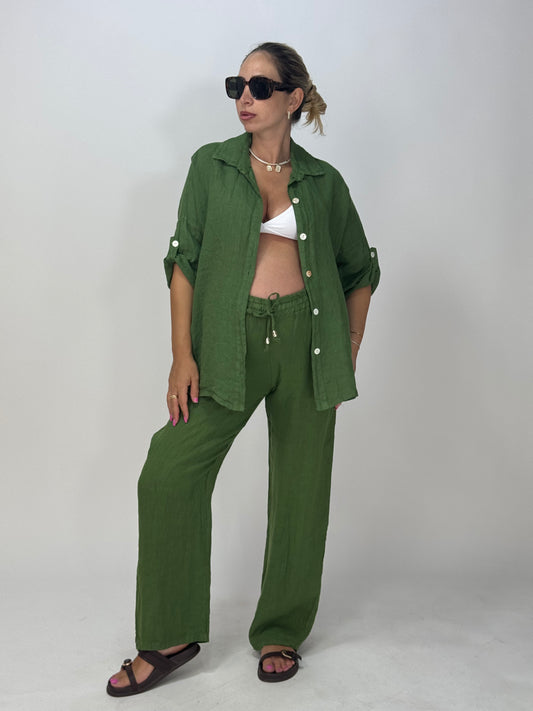 COORDINATO 100% LINO VERDE