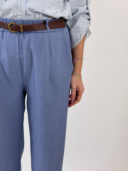 PANTALONE BRENDA AZZURRO CON CINTURINO