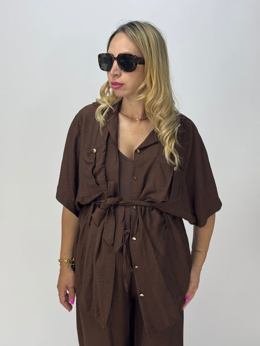COORDINATO EFFETTO LINO CHOCO
