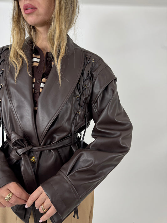 GIUBBINO ECO PELLE TRECCE