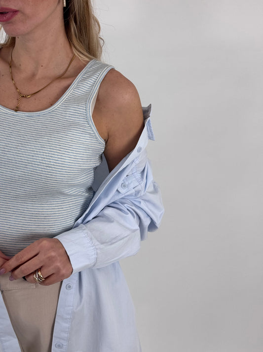 CAMICIA + CANOTTA A RIGHE AZZURRA