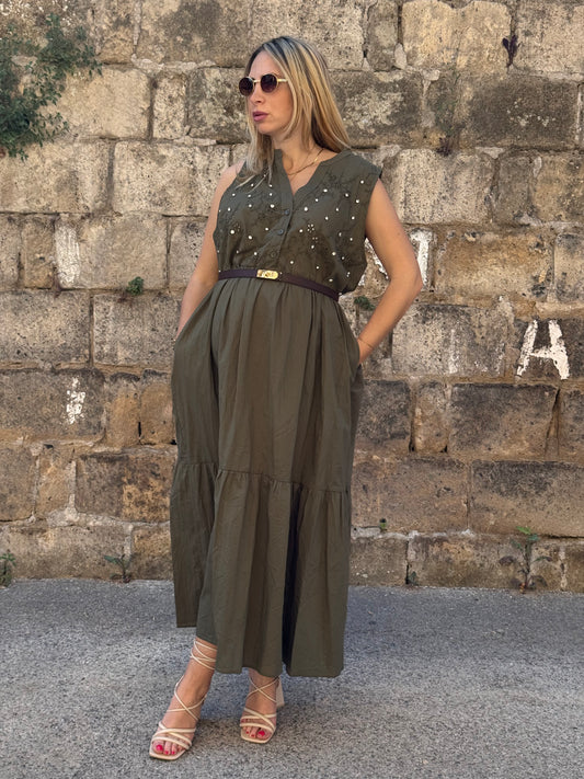 VESTITO SELENE VERDE MILITARE