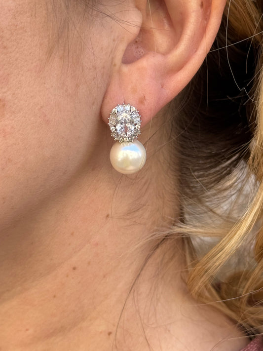 ORECCHINI STRASS E PERLINE