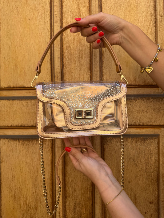 BORSA BRONZO STRASS