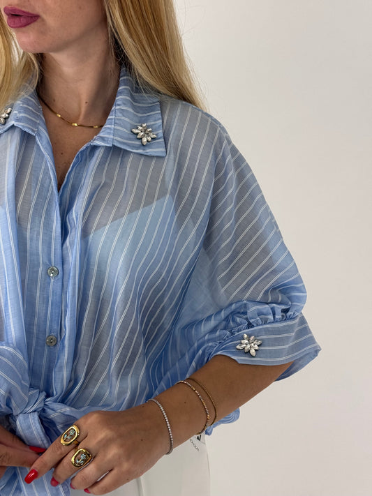 CAMICIA RIGHE E STRASS