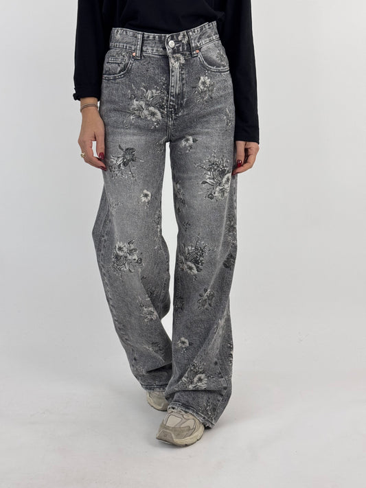 JEANS FLOWER BLACK