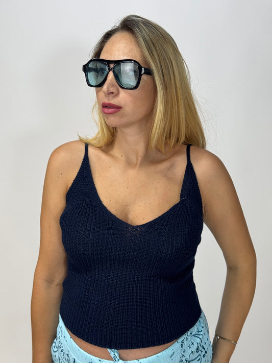 TOP IN FILO BLU NOTTE