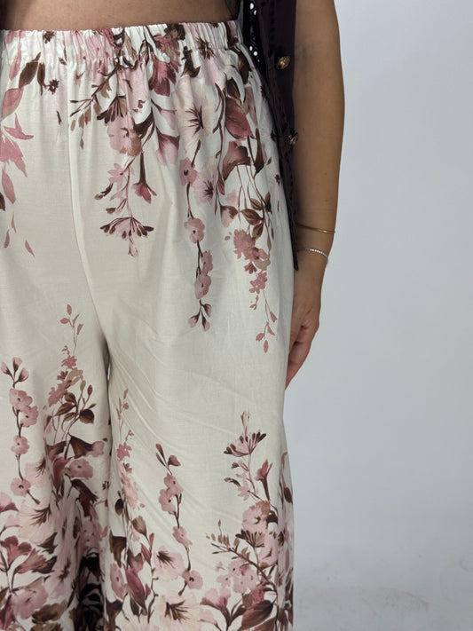 PANTALONE FIORELLINI ROSA