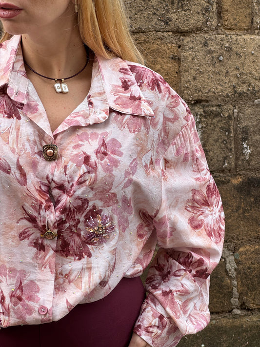 CAMICIA STRASS E FIORI