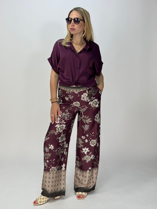 COORDINATO FIORI VINTAGE BORDEAUX**PREORDINE