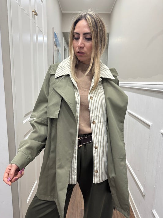 TRENCH VERDE MILITARE INSERTI CAMICIA