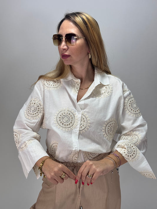 CAMICIA RICAMI BEIGE