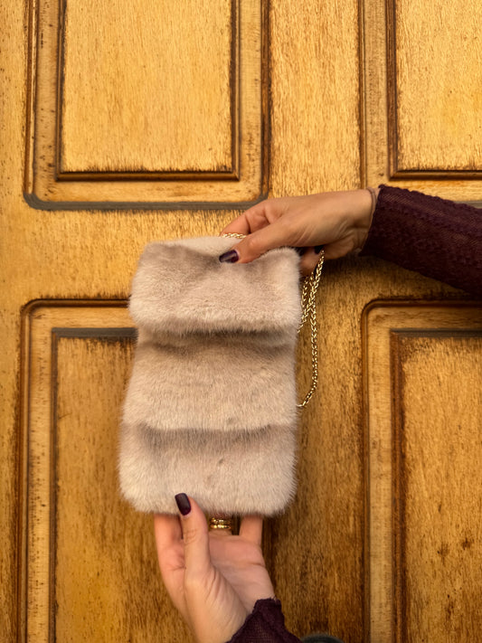 BORSA EFFETTO VISONE BURRO