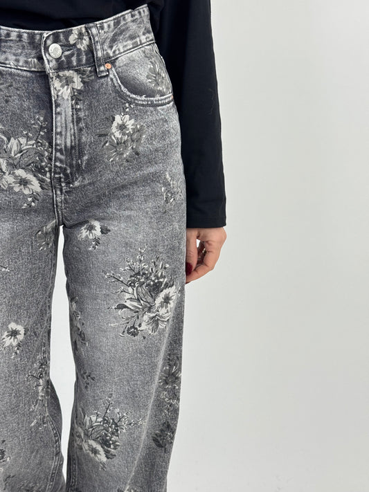 JEANS FLOWER BLACK