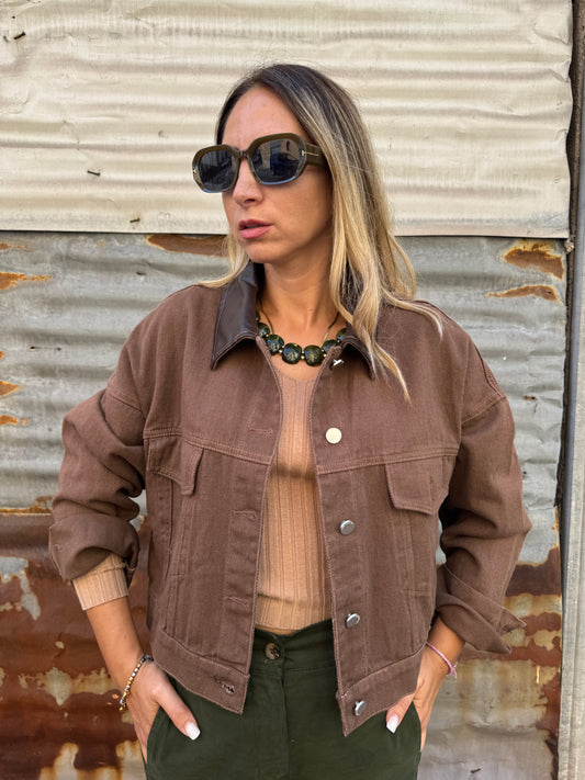 GIUBBINO JEANS COLLO ECOPELLE