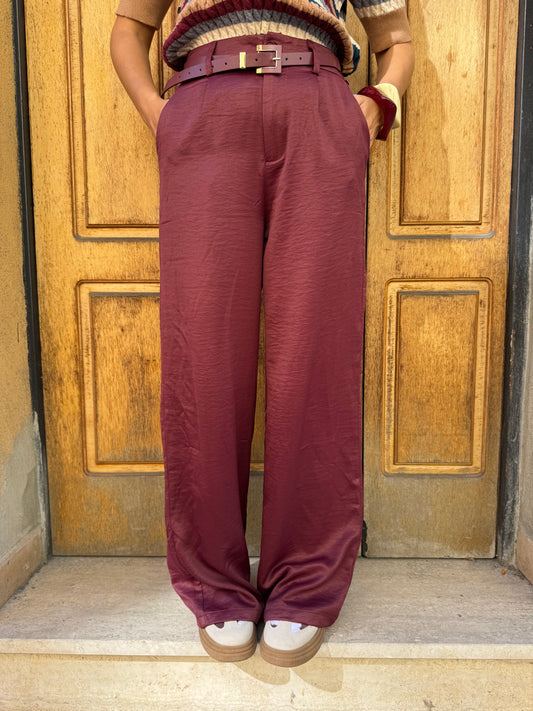 PANTALONE CON CINTURINO BORGOGNA