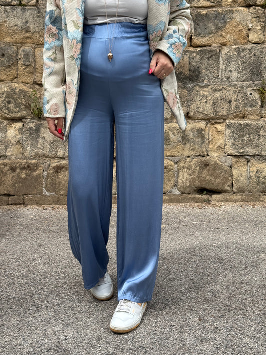 PANTALONE SATIN AZZURRO