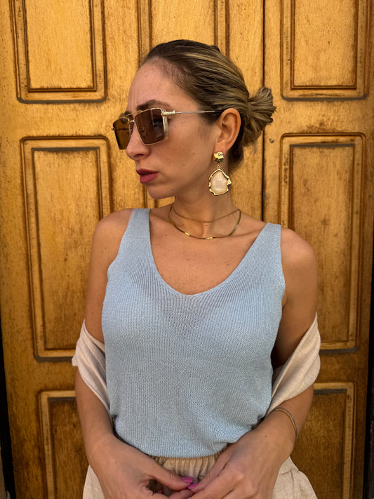 TOP LUREX AZZURRO