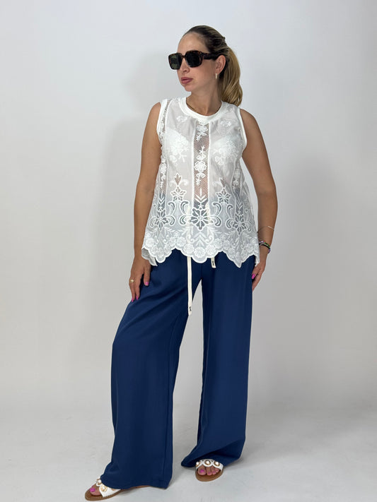 PANTALONE EFFETTO LINO AVIO
