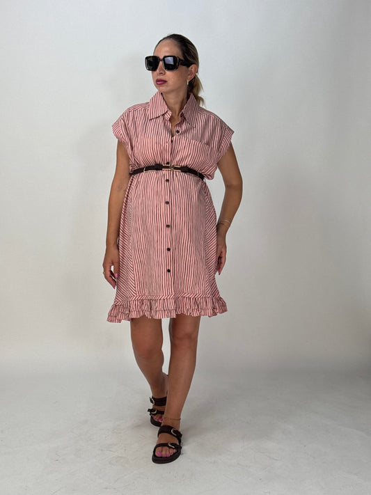 CHEMISIER ROSA RIGHE CHOCO