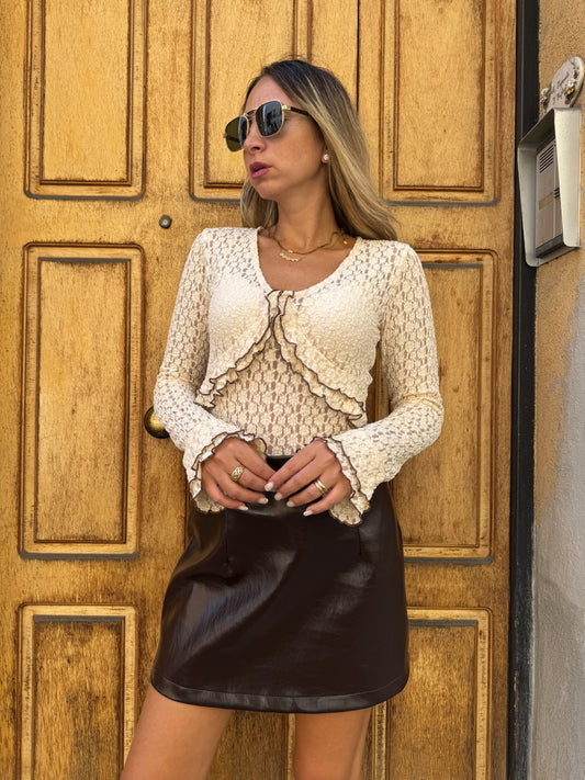 MINIGONNA VERNICE CHOCO