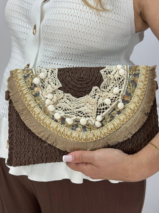POCHETTEE PAGLIA LAVINIA CHOCO