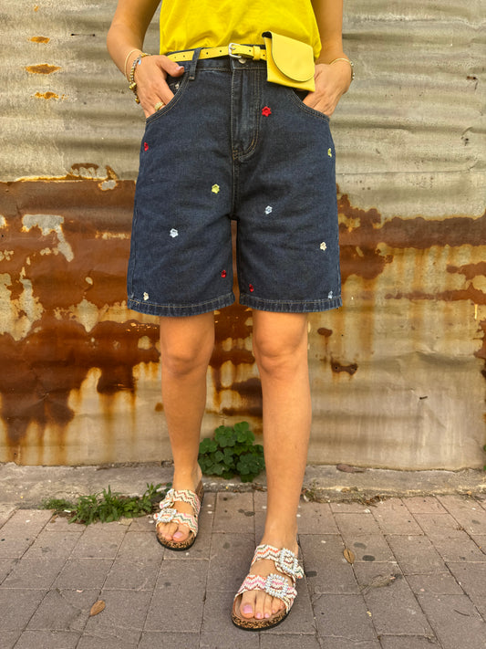 BERMUDA FIORI CON BORSELLO