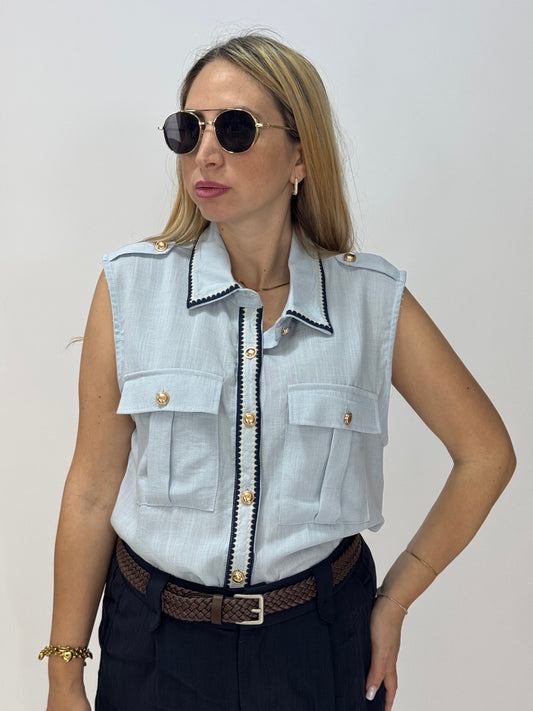 CAMICIA SEREIA CUCITURE BLU