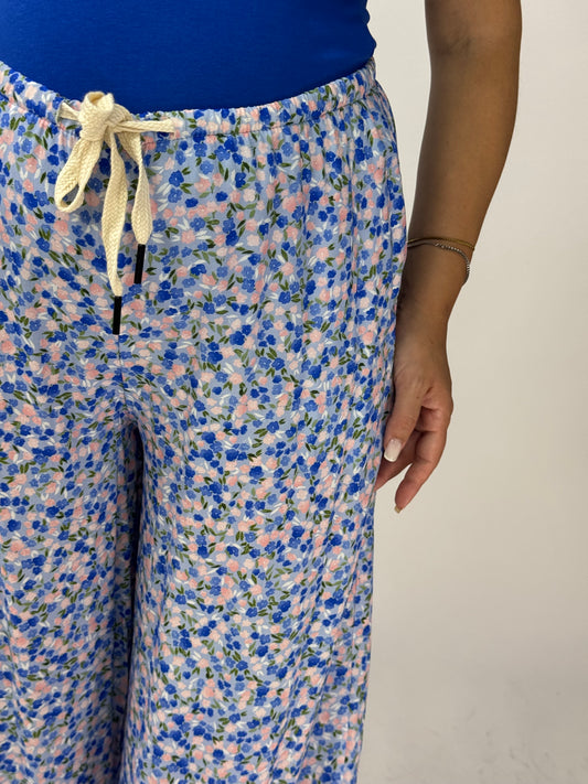 PANTALONE FIORI BLU