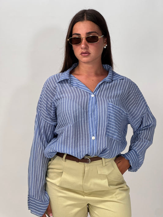 CAMICIA AZZURRA A RIGHE MALLORY