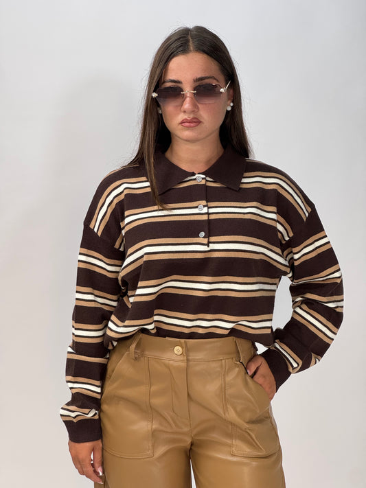 POLO RIGHE CAMMELLO