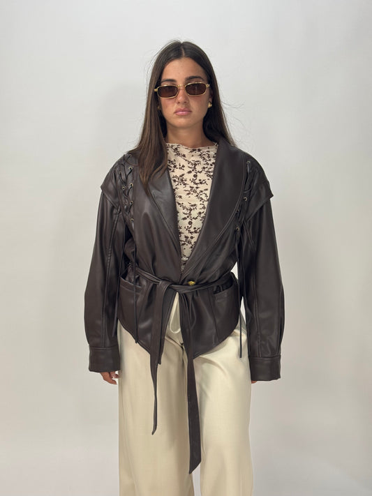 GIUBBINO ECOPELLE TRECCE CHOCO