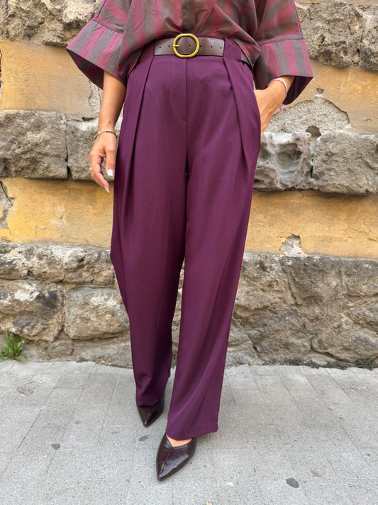 PANTALONE PINCES BORDEAUX