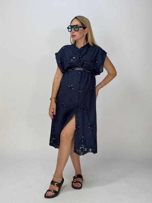 CHEMISIER FIORI DI PAILLETTES BLU