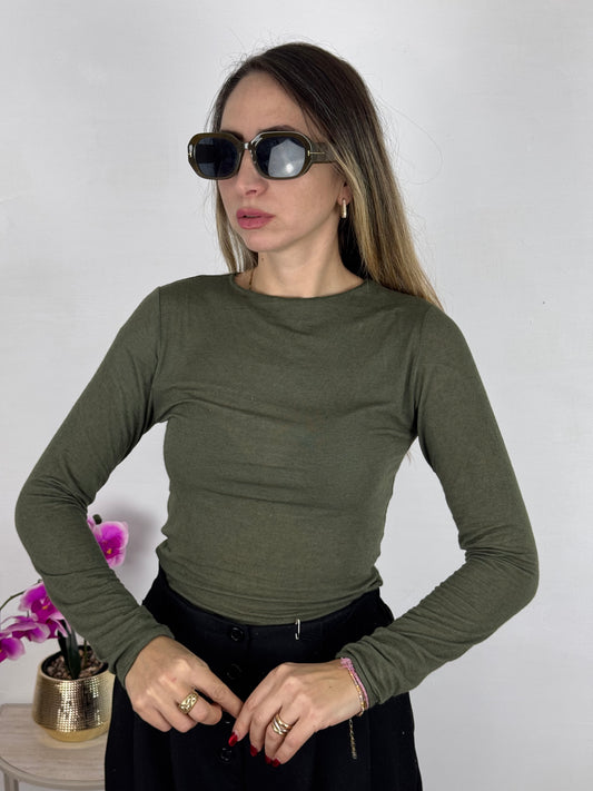MAGLIETTINA MISTO CASHMERE VERDE