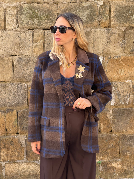 BLAZER ALEXANDRA QUADRI BLU