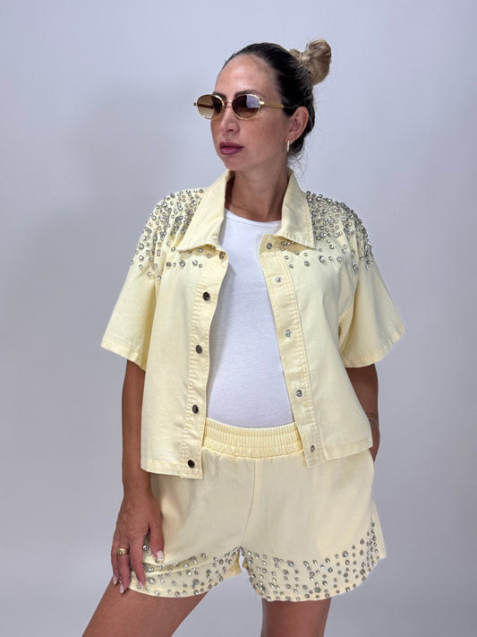 COORDINATO GIALLO CON STRASS
