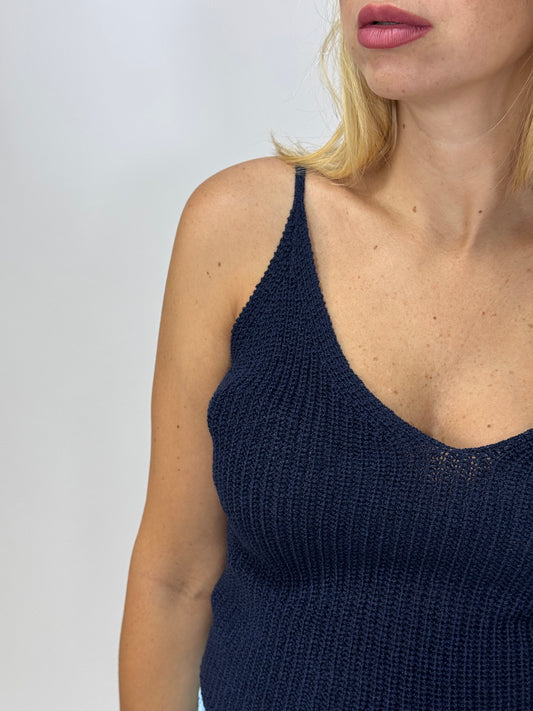 TOP IN FILO BLU NOTTE