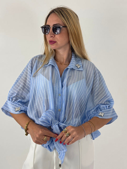 CAMICIA RIGHE E STRASS