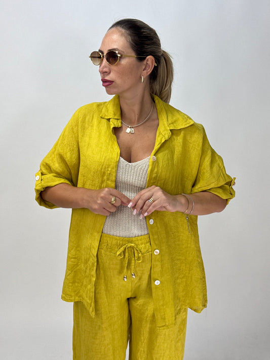 COORDINATO 100% LINO VERDE LIME