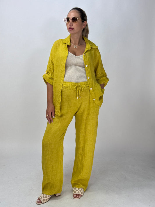 COORDINATO 100% LINO VERDE LIME