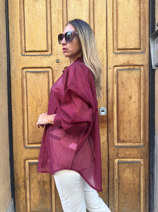 CAMICIA OVER BORDEAUX